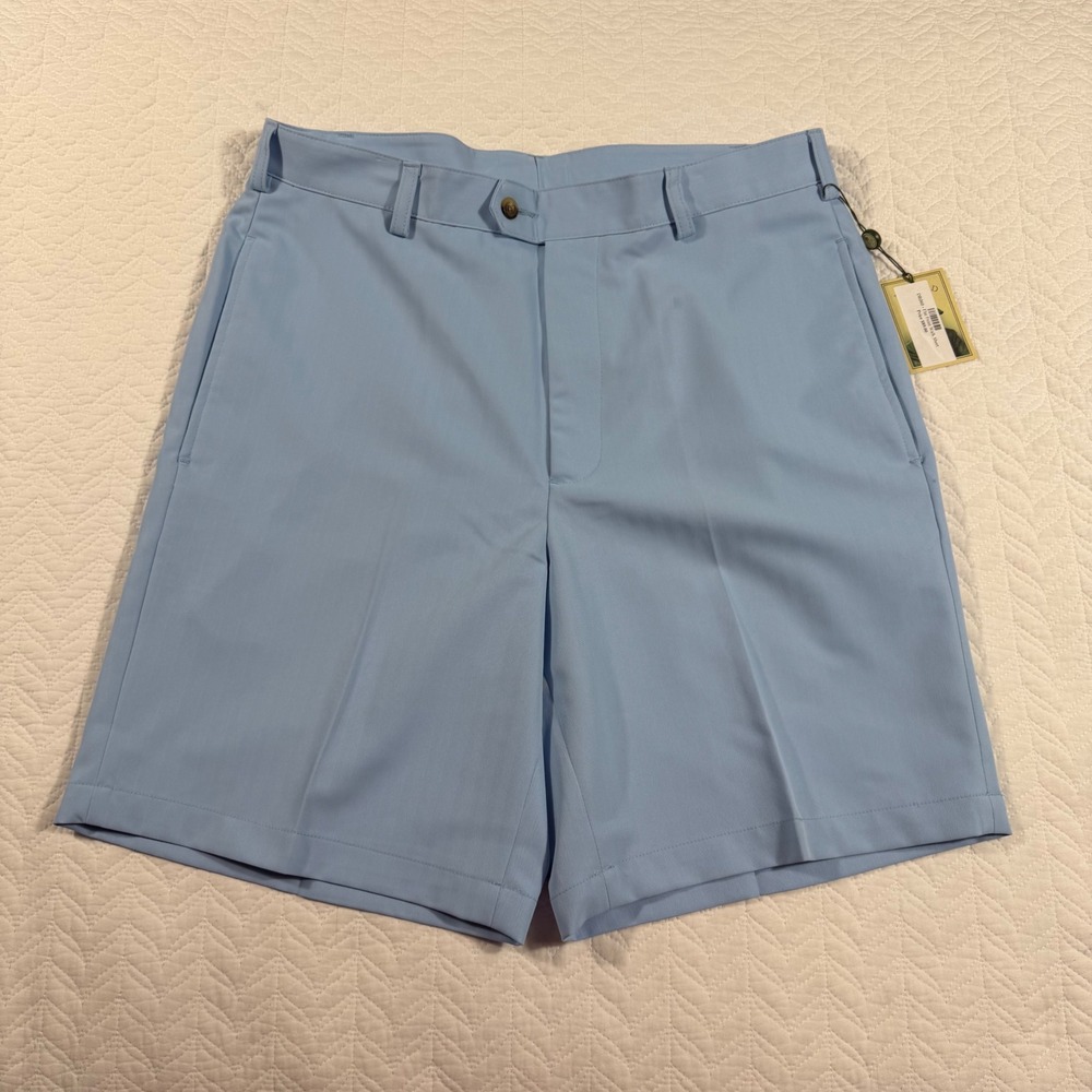 NWT Donald Ross Mens Carolina Blue‎ Golf Shorts Size 34x8" Polyester Flat Front